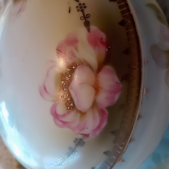 Antique Prov Saxe Porcelain 5 Piece Floral Hand-painted Vanity Set - Picture 15 of 16